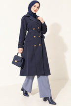Doublebreasted Collar Trench Coat with Epaulettes