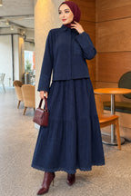 Crinkle Skirt Double Set with Pocket and Wrist Brodge