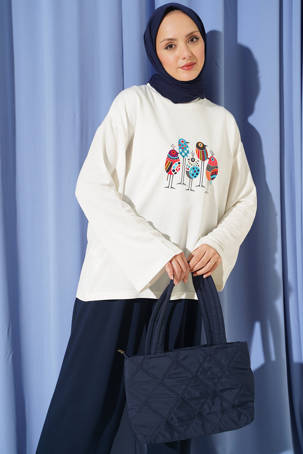 Crew Neck Printed Two-Piece Set Brown