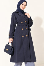 Doublebreasted Collar Trench Coat with Epaulettes