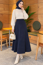 Flared Basic Skirt with Elasticated Waist