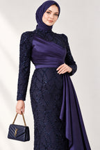 Draped, Beaded and Sequinned Evening Dress