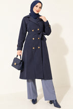 Doublebreasted Collar Trench Coat with Epaulettes