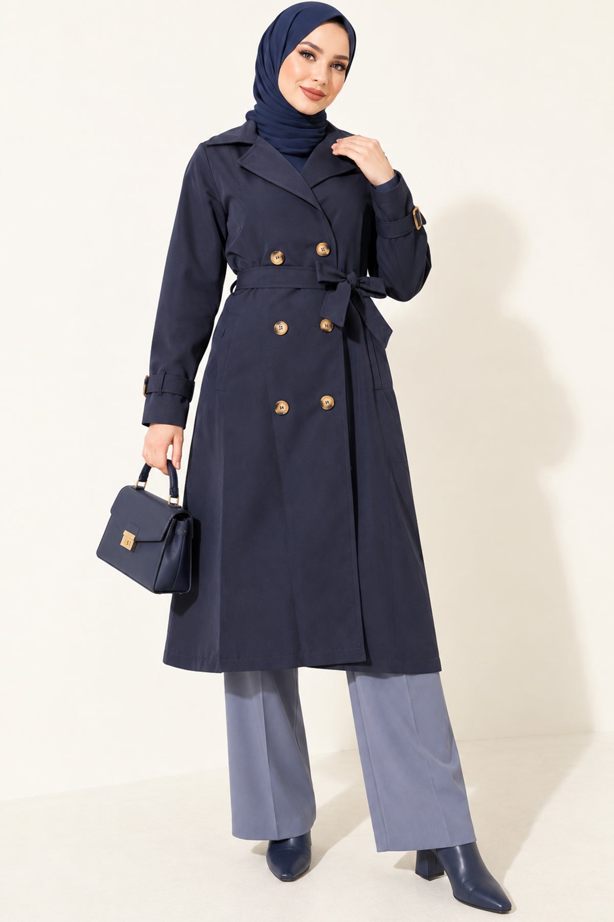 Doublebreasted Collar Trench Coat with Epaulettes