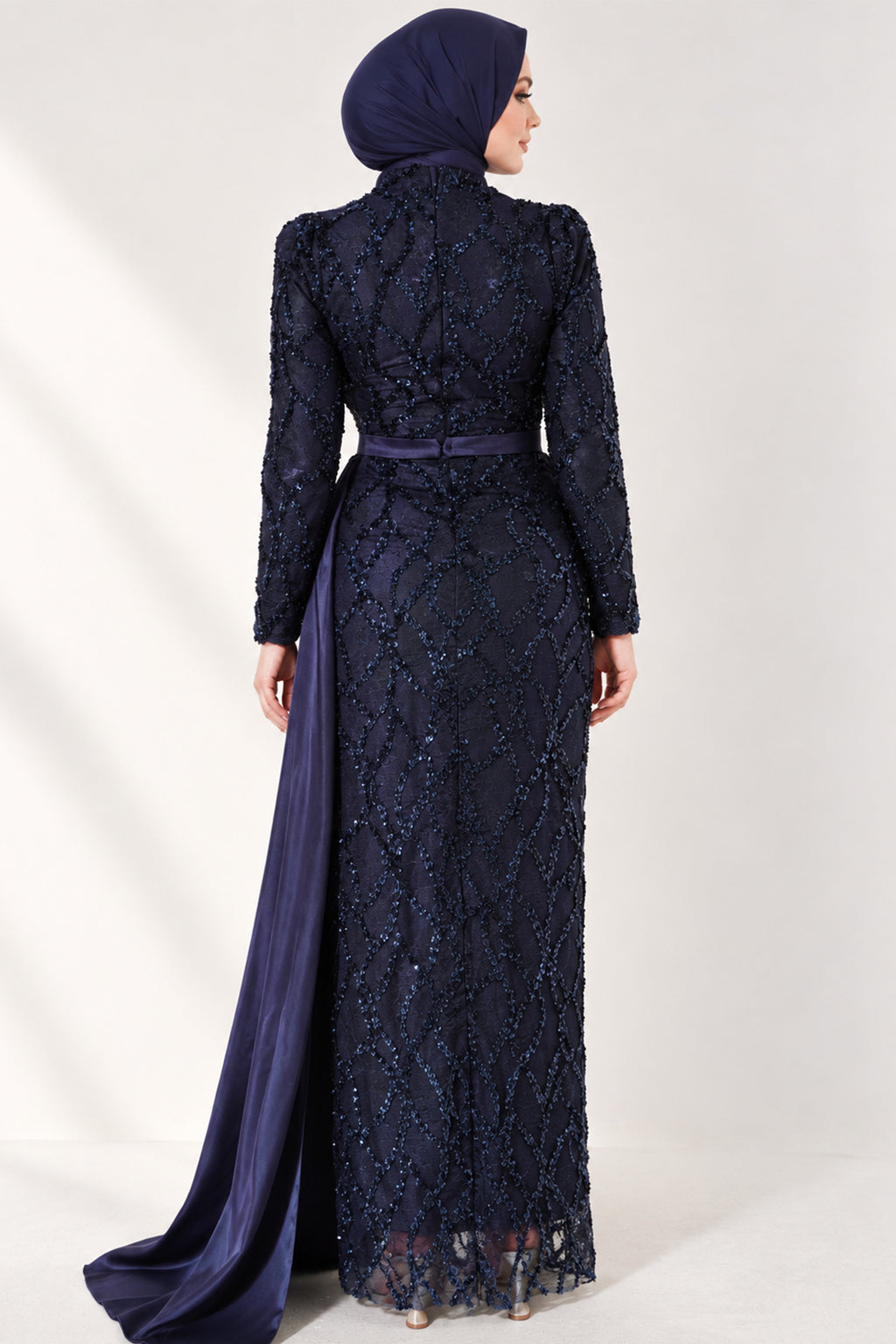 Draped, Beaded and Sequinned Evening Dress