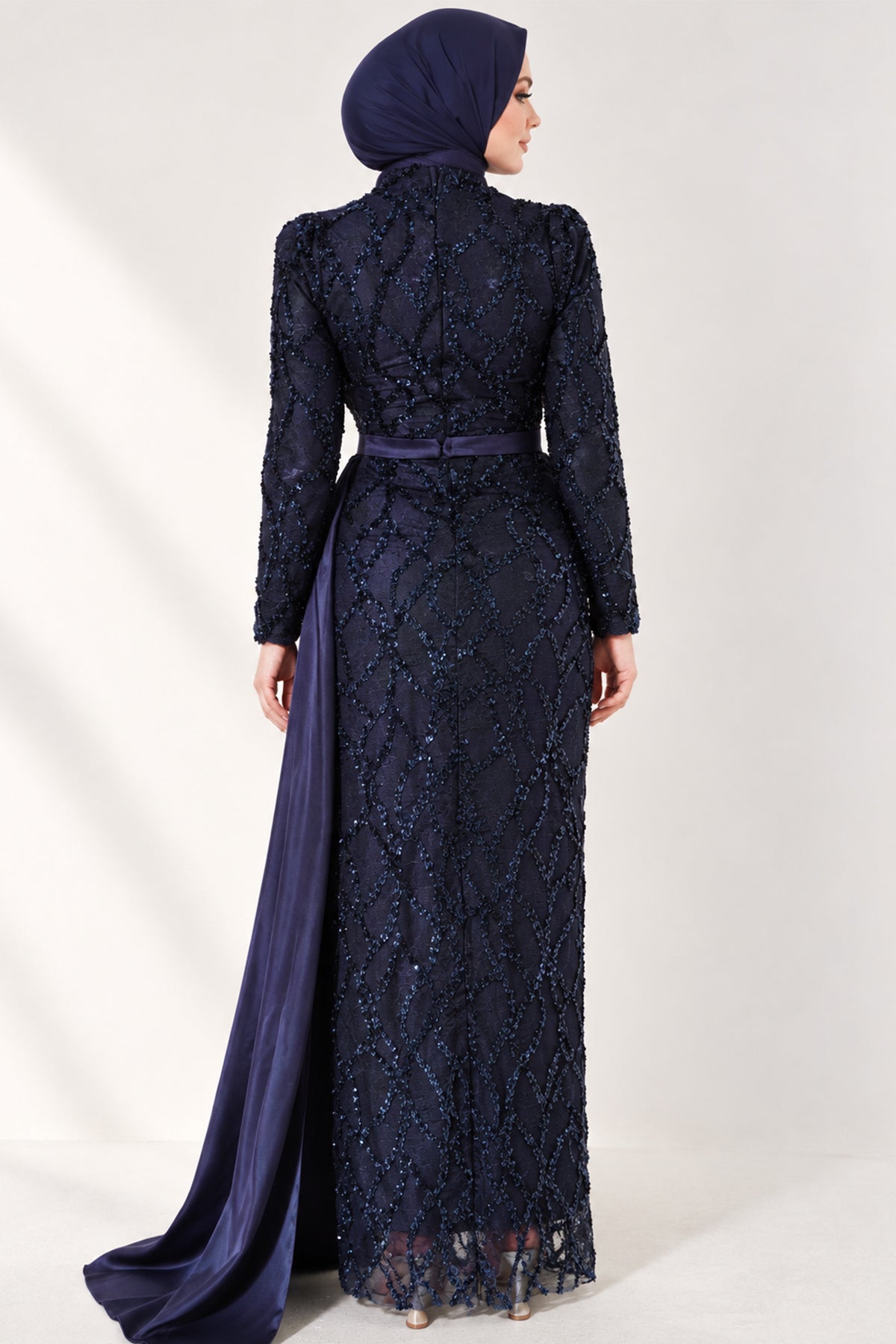 Draped, Beaded and Sequinned Evening Dress