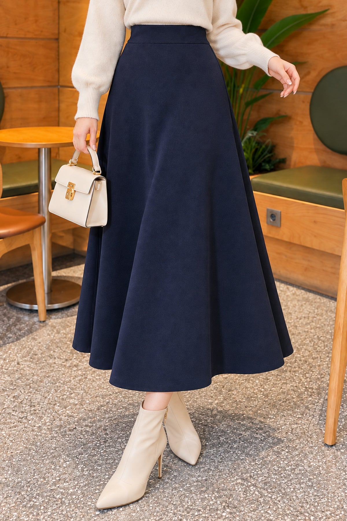 Flared Basic Skirt with Elasticated Waist