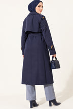Doublebreasted Collar Trench Coat with Epaulettes