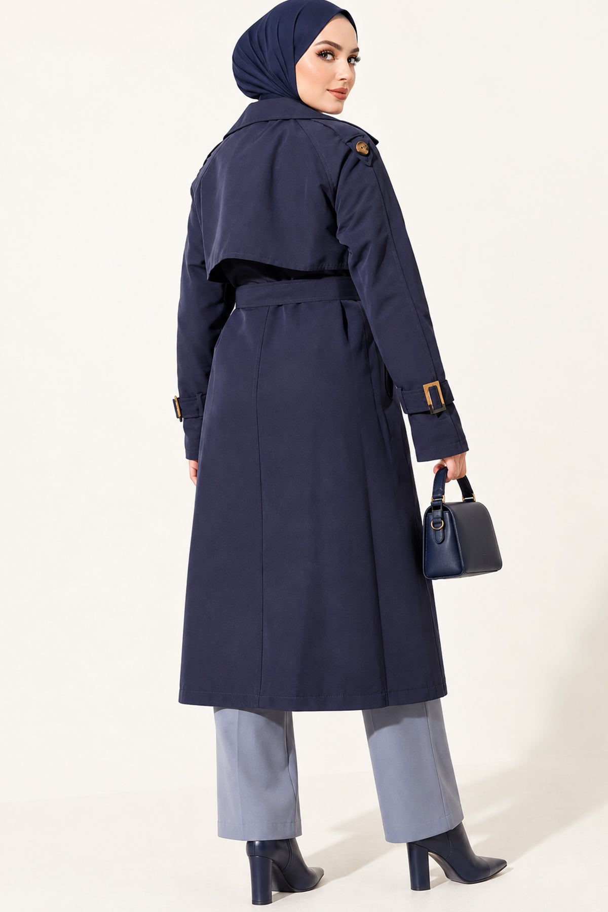 Doublebreasted Collar Trench Coat with Epaulettes