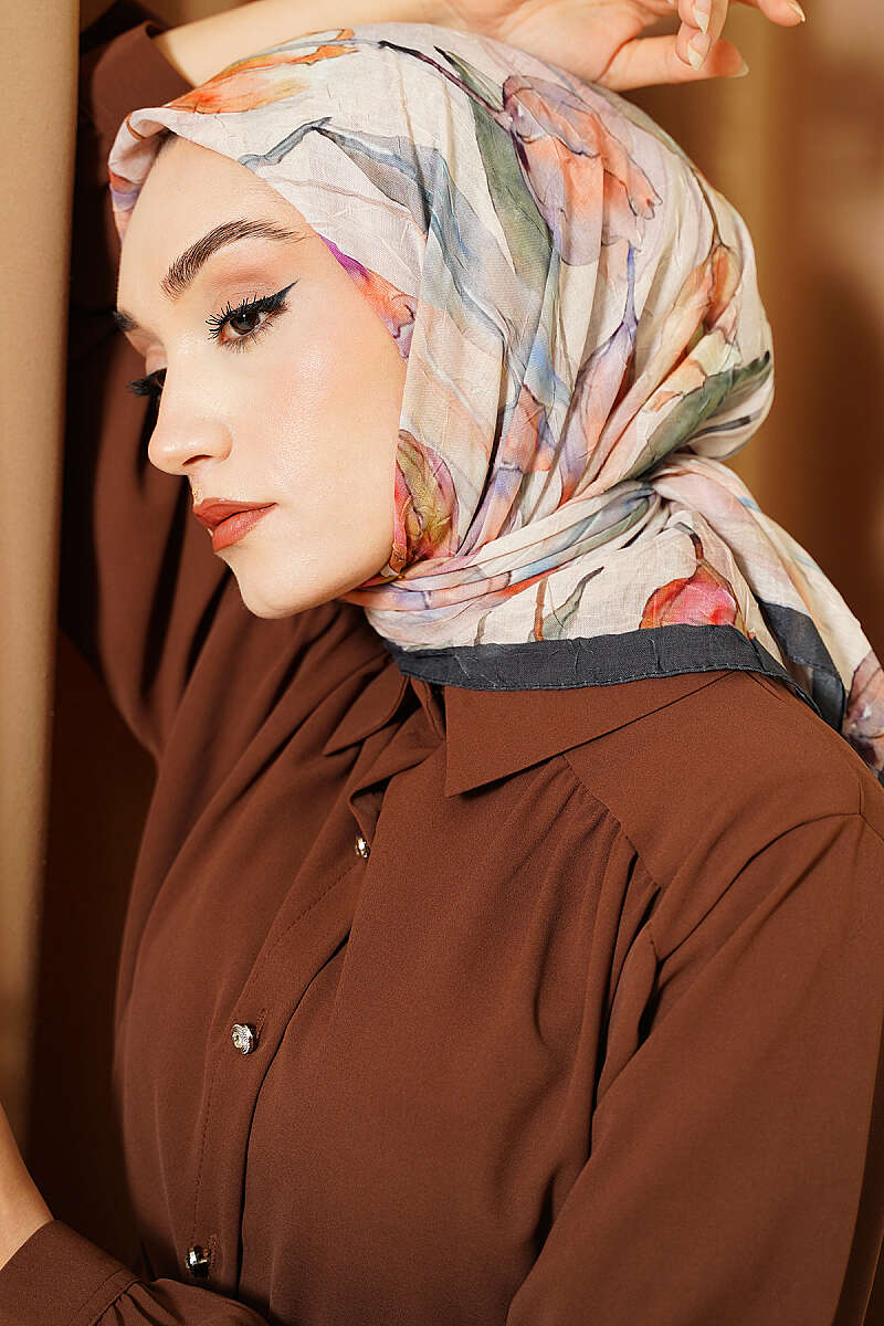Lale Desen Bambu Kraş Eşarp
