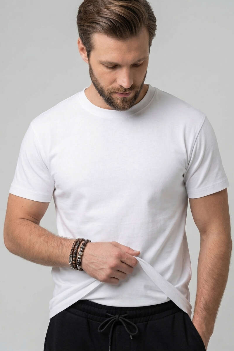 Lazer Kesim Basic Erkek T-shirt