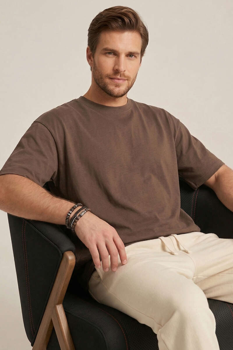 Lazer Kesim Basic Erkek T-shirt