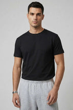 Lazer Kesim Basic Erkek T-shirt Siyah