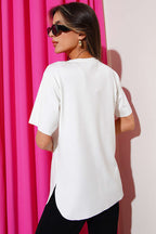Lazer Kesimli Basic  T-shirt