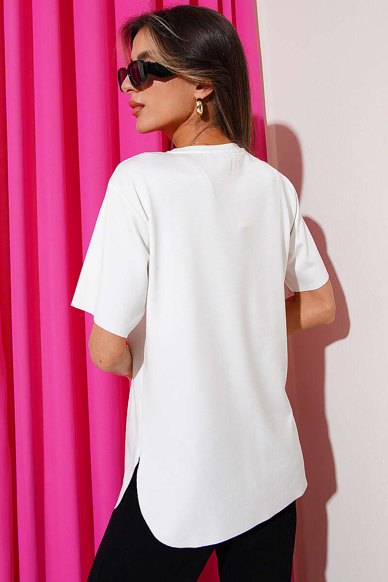 Lazer Kesimli Basic  T-shirt