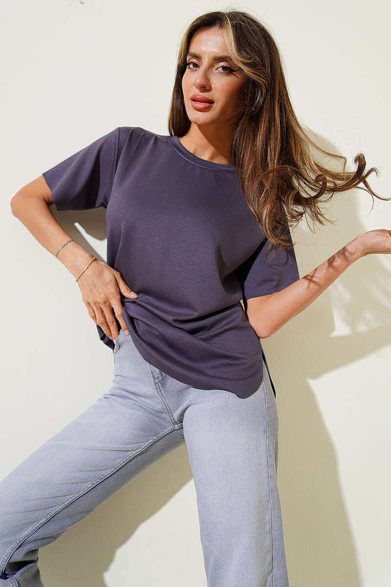 Lazer Kesimli Basic  T-shirt