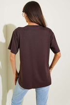 Lazer Kesimli Basic  T-shirt
