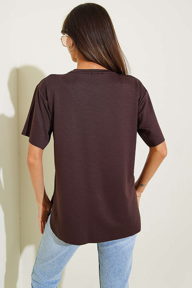Lazer Kesimli Basic  T-shirt