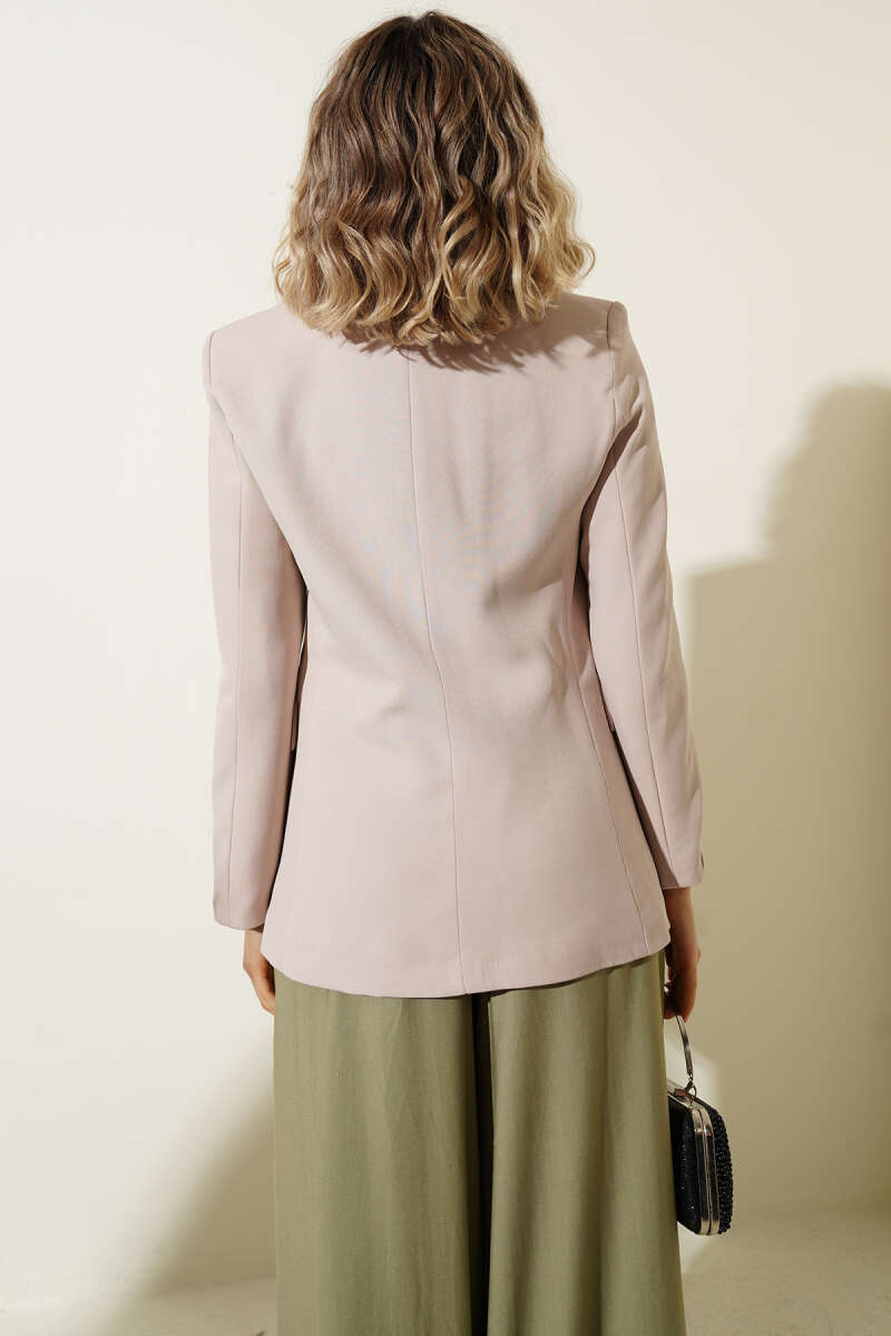 Leopar Astarlı Tek Düğme Blazer Ceket