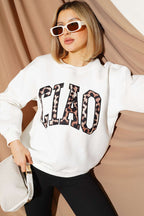 Leopar Baskılı Üç İplik Sweatshirt