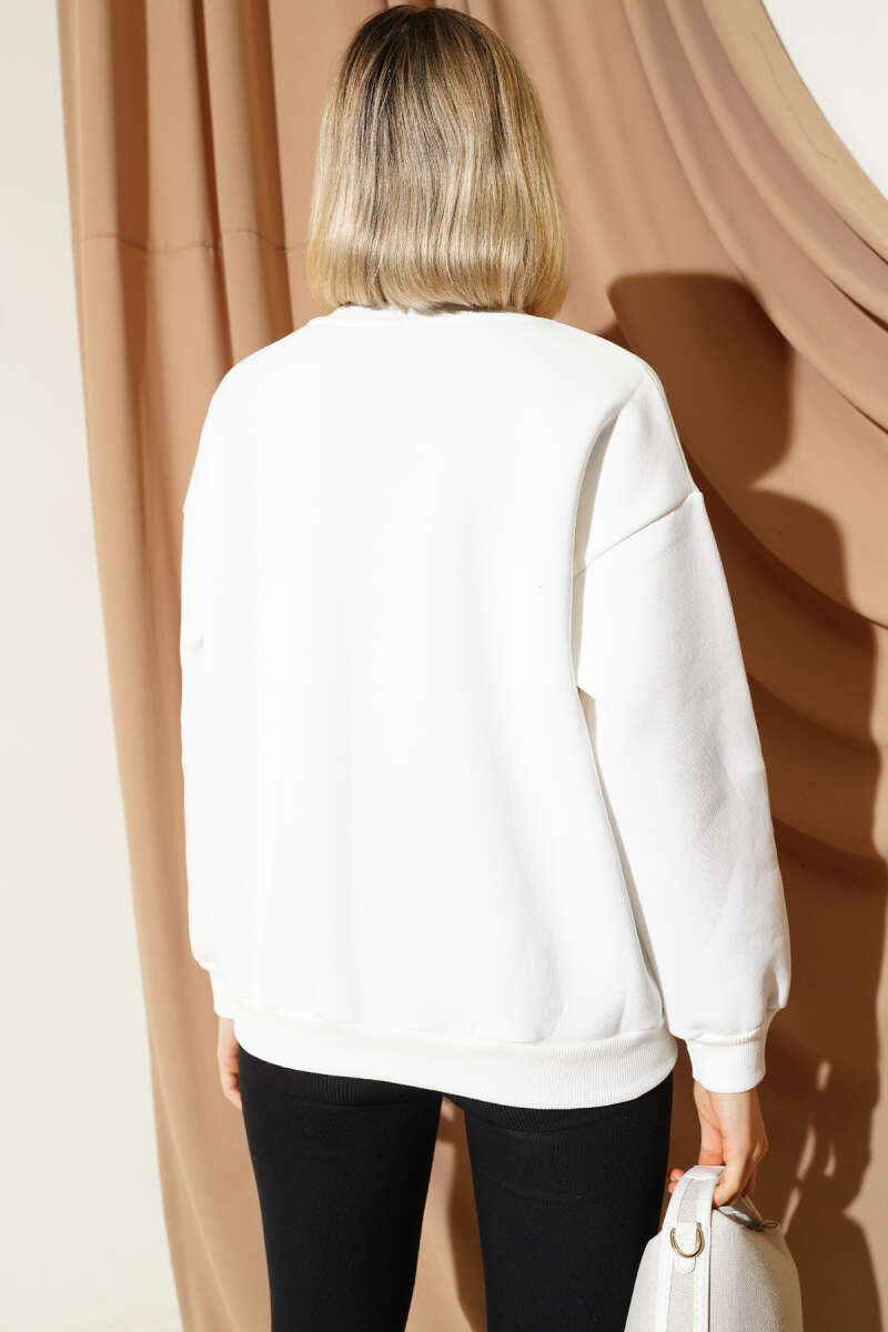 Leopar Baskılı Üç İplik Sweatshirt