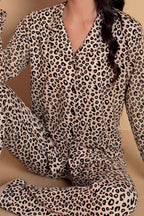 Desen Düğmeli Uzun Kol Pijama Takımı