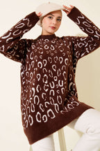 Leopar Desenli Sakallı Tunik
