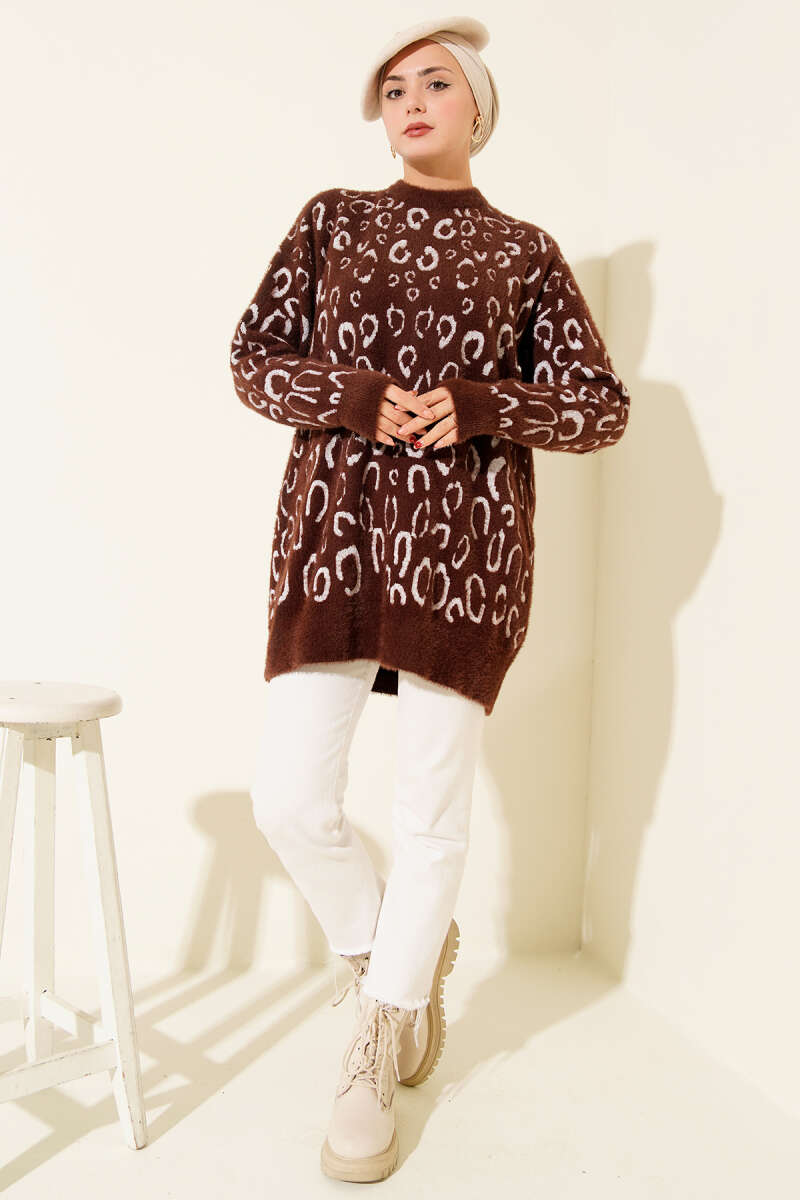 Leopar Desenli Sakallı Tunik