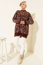 Leopar Desenli Sakallı Tunik