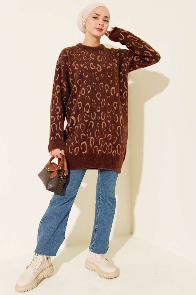 Leopar Desenli Sakallı Tunik