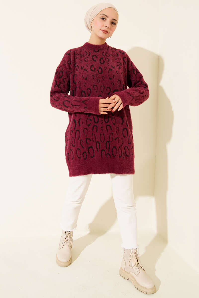 Leopar Desenli Sakallı Tunik