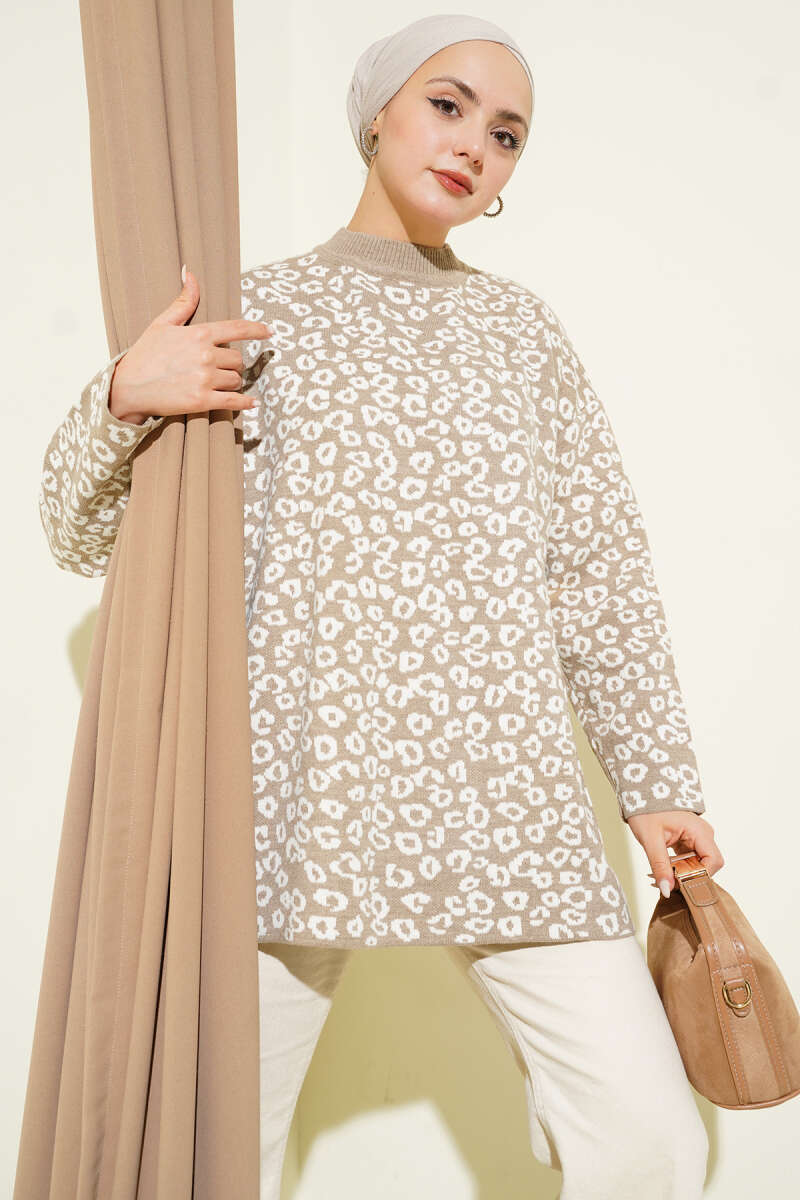Leopar Desenli Triko Tunik