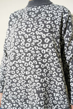 Leopar Desenli Triko Tunik Füme