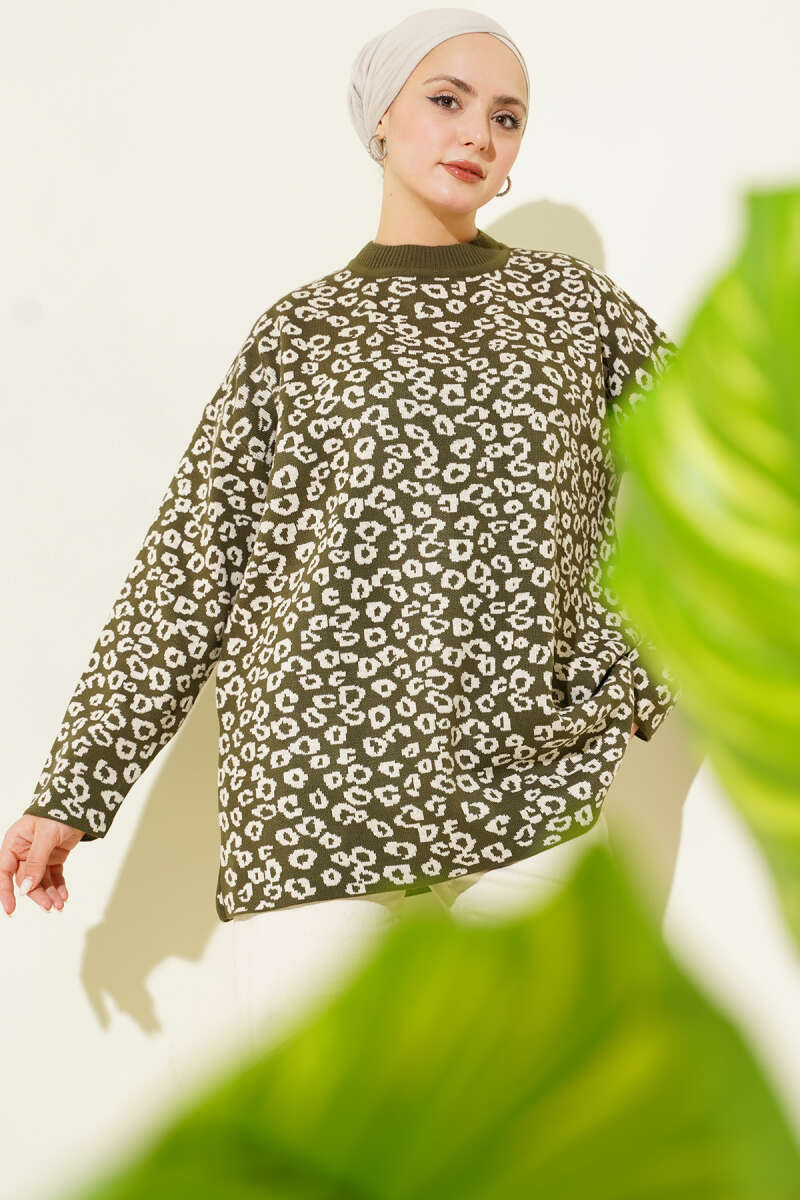 Leopar Desenli Triko Tunik