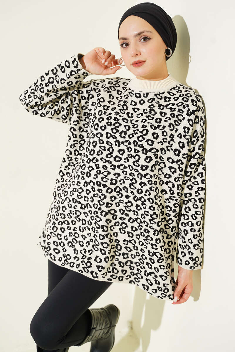 Leopar Desenli Triko Tunik