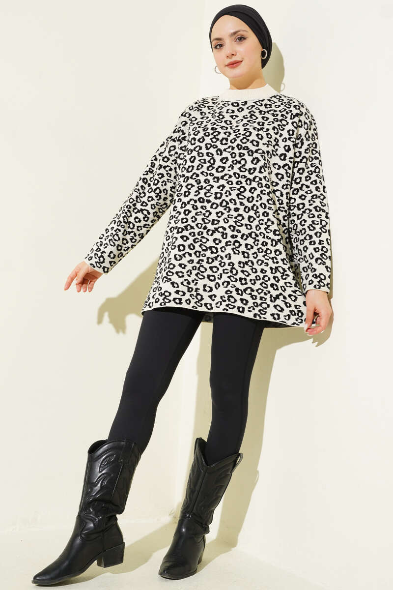 Leopar Desenli Triko Tunik