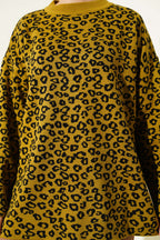 Leopar Desenli Triko Tunik Yağ Yeşili