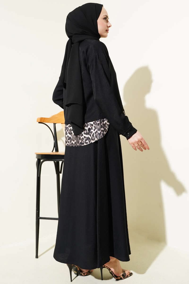 Leopar Fiyonklu Tunik İkili Takım