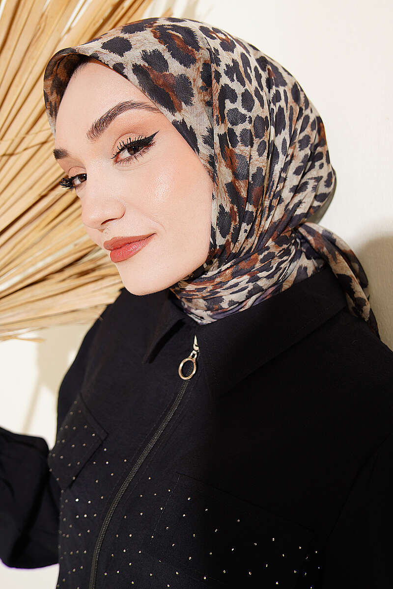 Leopar Serisi Cotton Eşarp Asorti 1