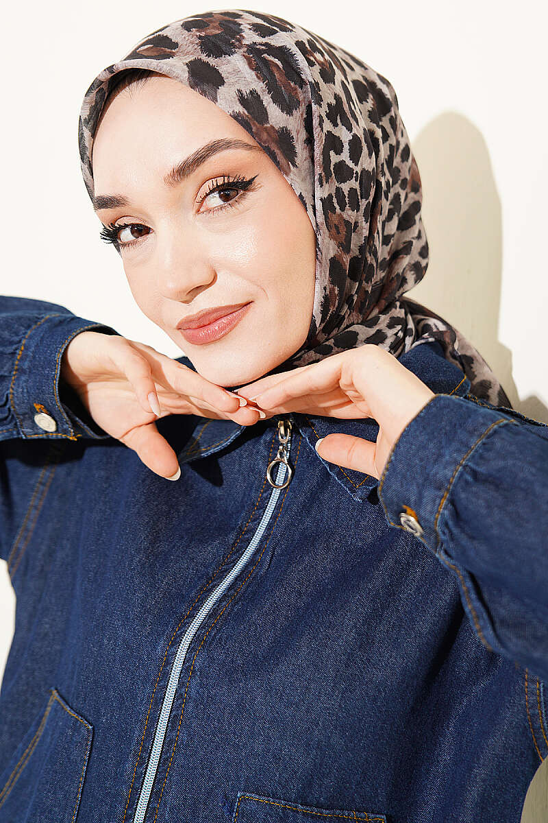 Leopar Serisi Cotton Eşarp Asorti 15