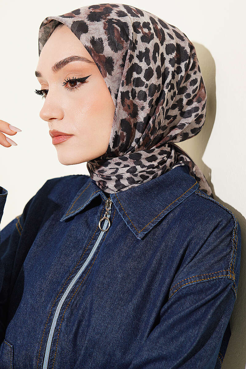 Leopar Serisi Cotton Eşarp Asorti 15