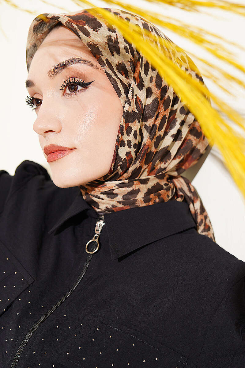 Leopar Serisi Cotton Eşarp Asorti 2