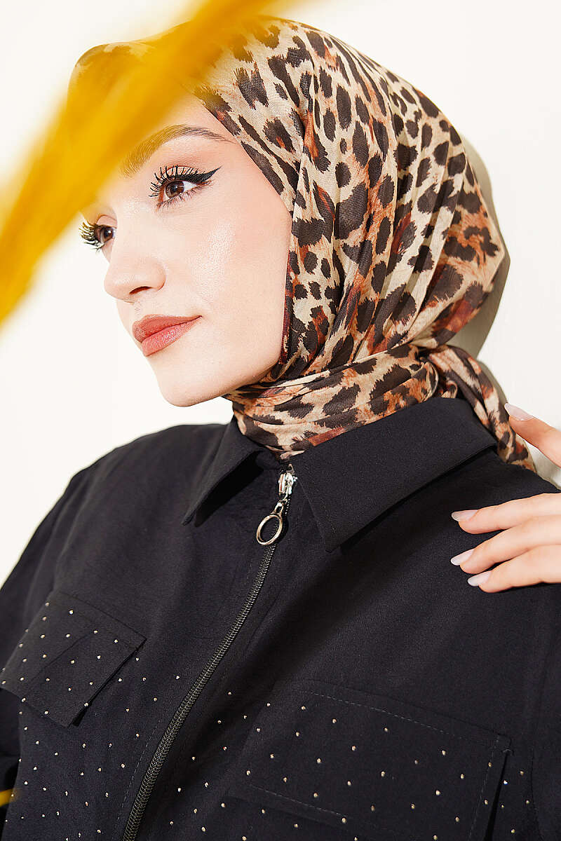 Leopar Serisi Cotton Eşarp Asorti 2