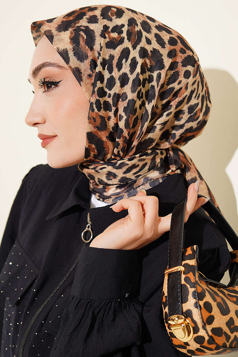 Leopar Serisi Cotton Eşarp Asorti 4