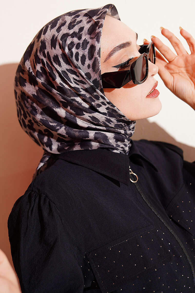 Leopar Serisi Cotton Eşarp Asorti 5