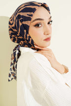Leopar Şeritli Desenli Eşarp