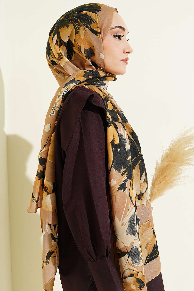 Lilyum Desenli Soft Şal