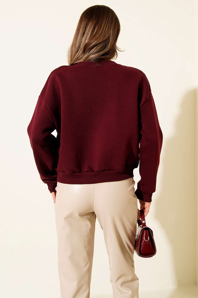 Limon Nakışlı Üç İplik Sweatshirt