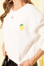 Limon Nakışlı Üç İplik Sweatshirt
