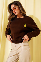 Limon Nakışlı Üç İplik Sweatshirt